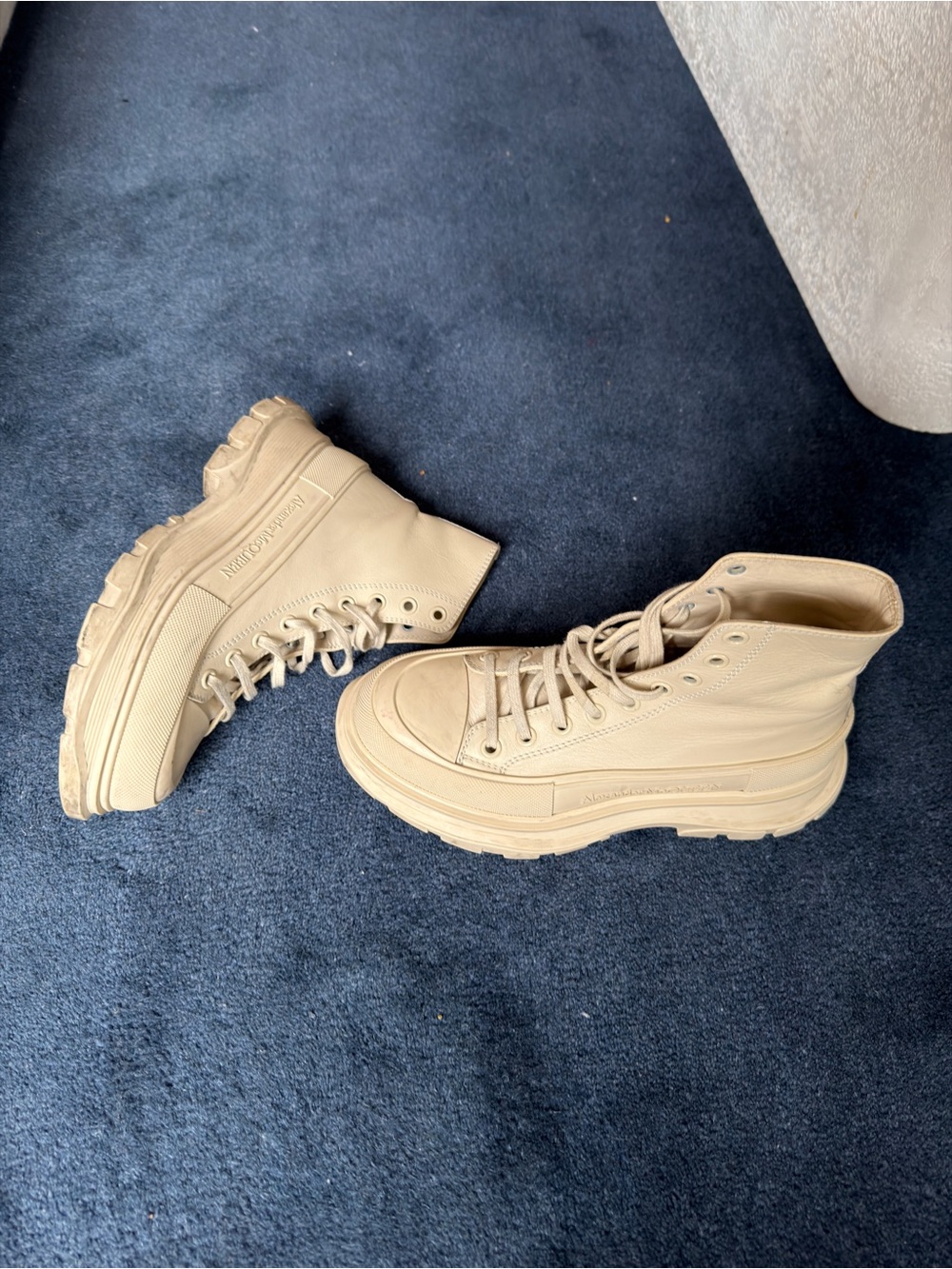 Alexander McQueen Thread Slick Boot in Cream Leather